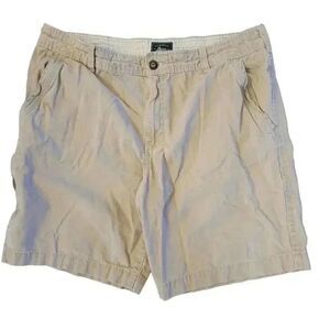 GH Bass Men's Ivory Cotton Zip Close Pockets Flat Front Shorts